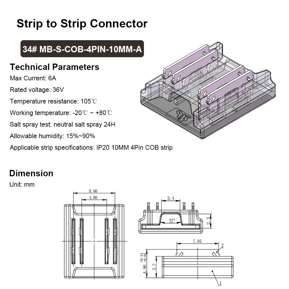 4 Pin 10mm COB Strip Connectors - Image 2