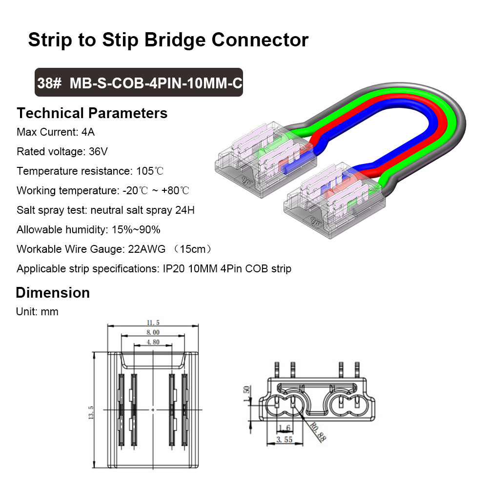 4 Pin 10mm COB Strip Connectors - Image 5
