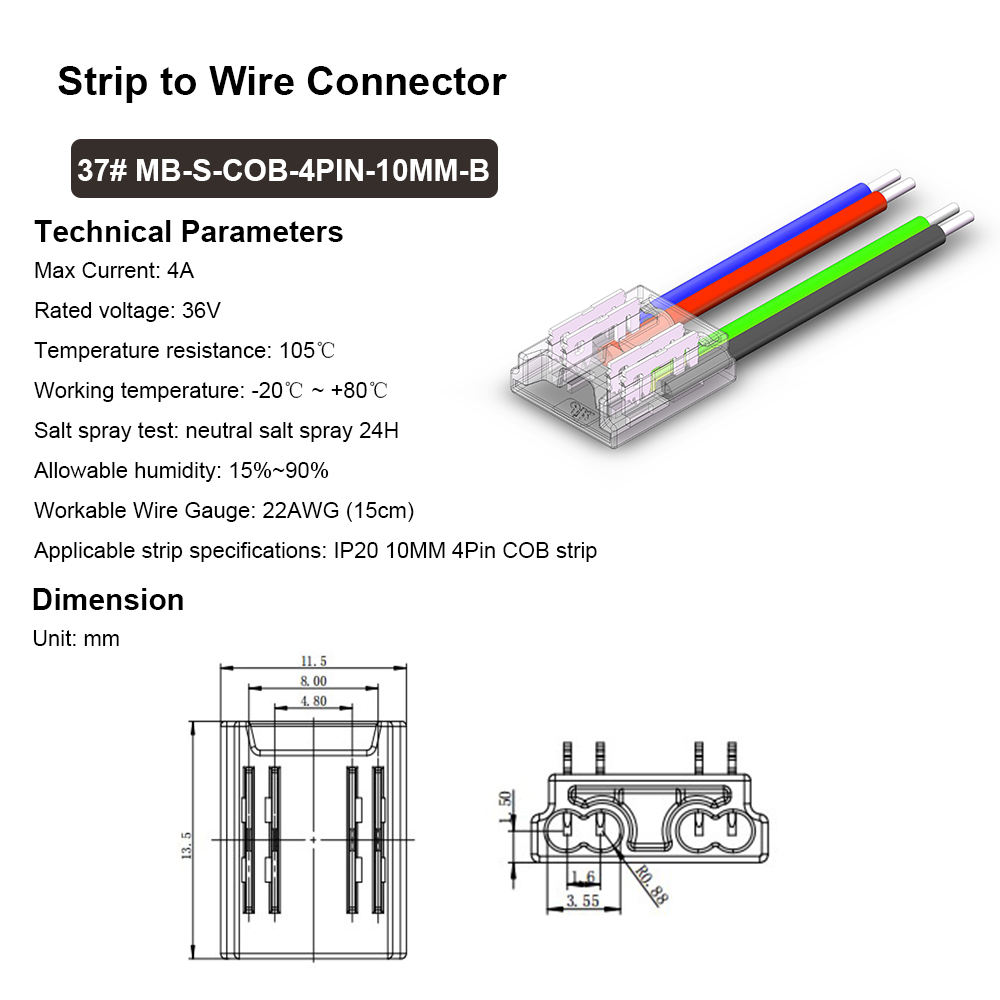 4 Pin 10mm COB Strip Connectors - Image 4